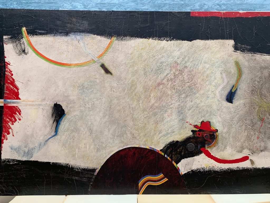 An abstract art painting by Oliver Lee Jackson, "Untitled (Sharpeville Series)"